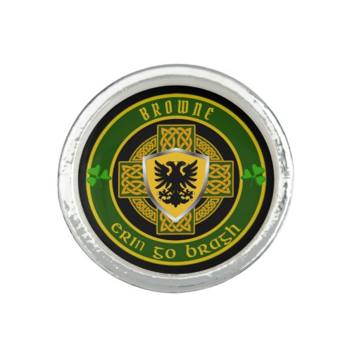 Browne Irish Shield wCeltic Cross Personalized  Ring