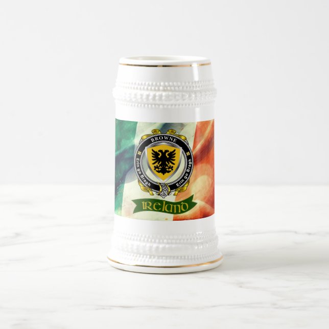 Browne Personalized Irish Badge w/Irish Flag Beer Stein (Center)