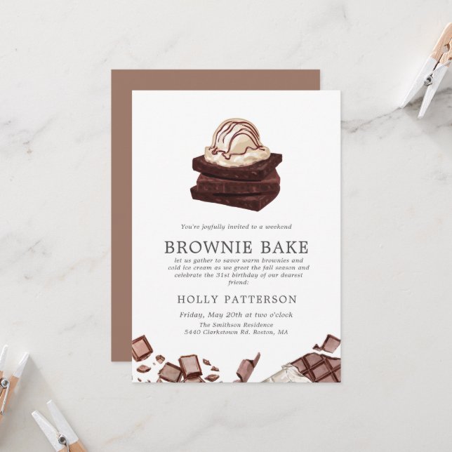 Brownie Bake | Bake Themed Small Gathering Invitation (Front/Back In Situ)