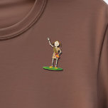 Brownie Girl Scouting | Brunette Cutout<br><div class="desc">Cute,  brunette,  brownie in ponytails wearing a brown uniform and sash,  red cookie box,  standing in grass waving.</div>