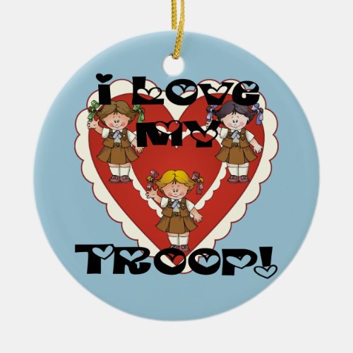 Brownie I Love My Troop Heart Ceramic Ornament
