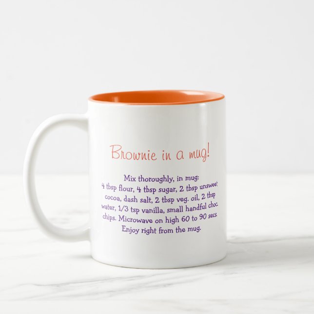 Brownie in a mug recipe personalized mug (Left)