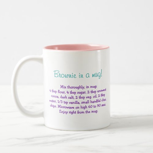 Brownie in a mug recipe personalized mug