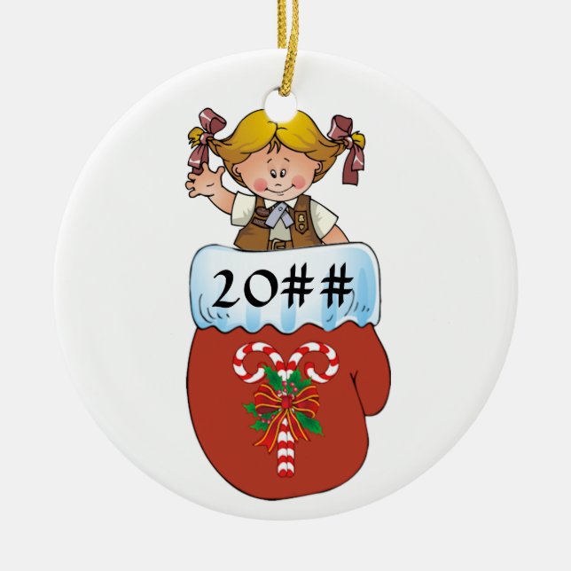 Brownie Mitten Blonde Ceramic Ornament (Front)