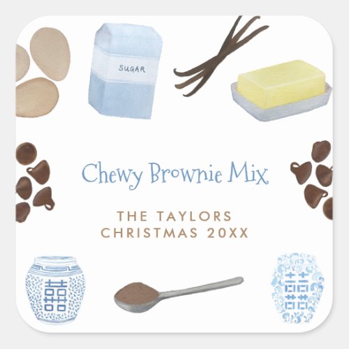 Brownie Mix In A Jar Gift Or Party Favor Square Sticker