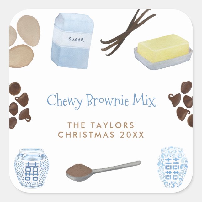 Brownie Mix In A Jar Gift Or Party Favor Square Sticker (Front)
