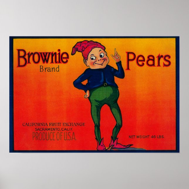 Brownie Pear Crate Label Poster (Front)