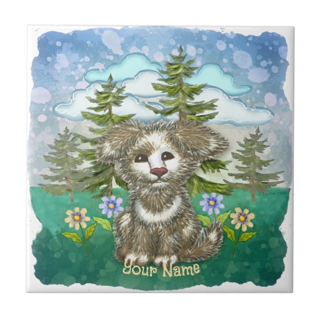 Brownie Pup Dog  Ceramic Tile (Front)