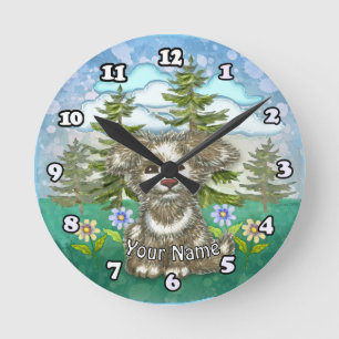 Brownie Pup Dog Round Clock