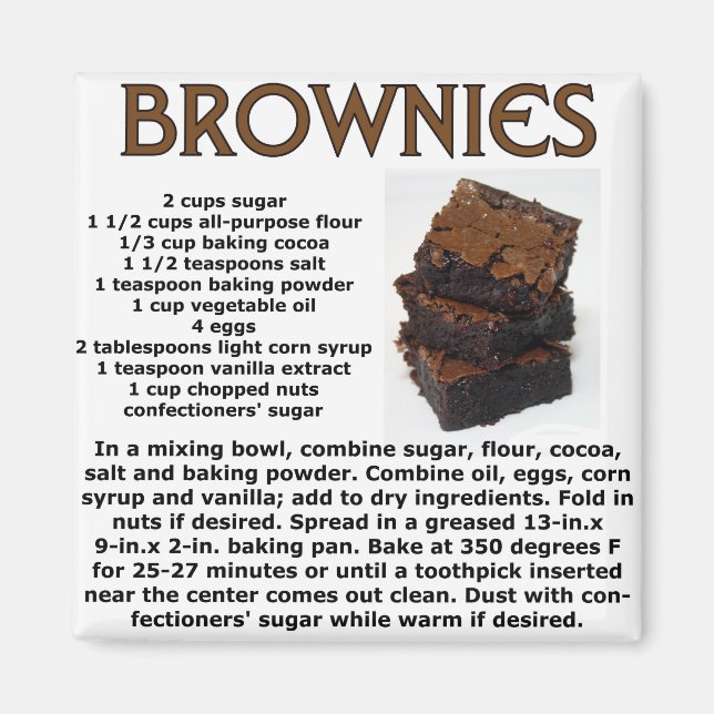 Brownie Recipe Magnet (Front)