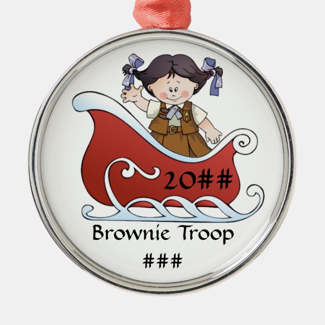 Brownie Scout Sled Black Hair Metal Ornament (Front)