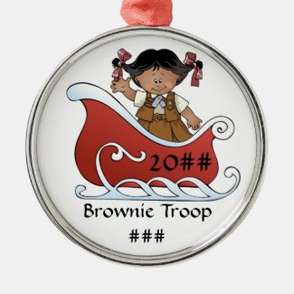 Brownie Scout Sled Dark Skin Metal Ornament