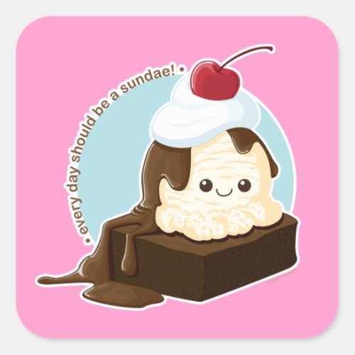 Brownie Sundae Square Sticker