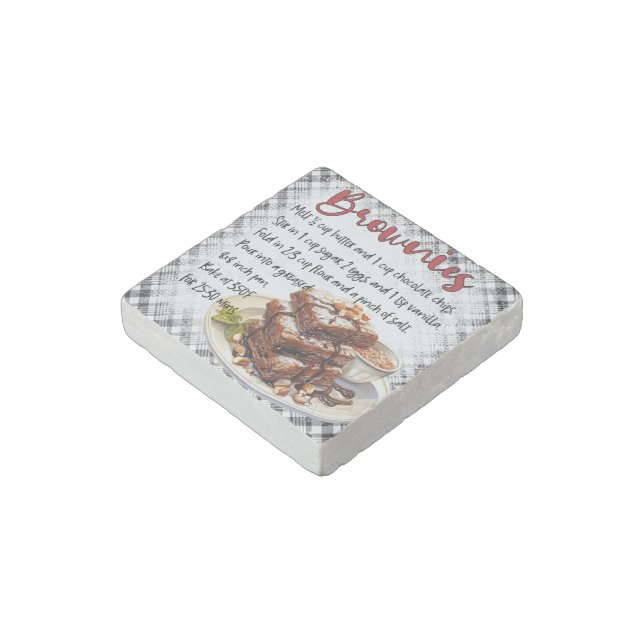 Brownies Baking Recipe Stone Magnet (Angled)