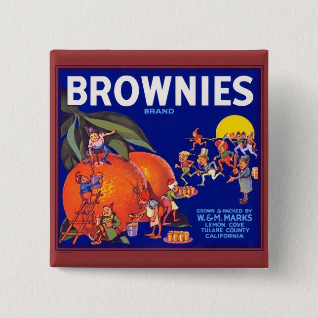 Brownies Brand California Oranges Pinback Button (Front)