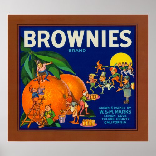 Brownies Brand Citrus Crate Label Poster