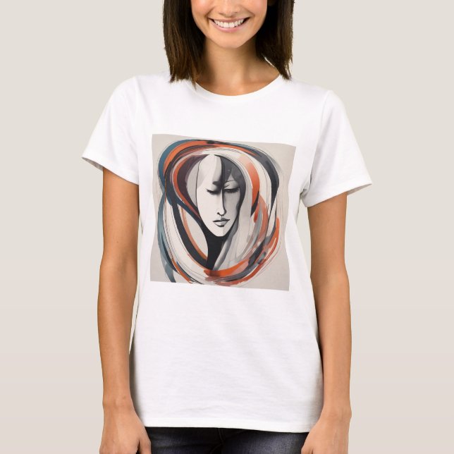Brownish Abstract Elegant Face T-Shirt (Front)