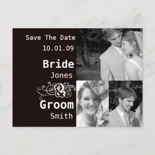 Brownish Black Background color Announcement Postcard