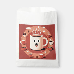 Brownish Cute funny Cartoon coffee cups  Favor Bag