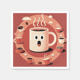Brownish Cute funny Cartoon coffee cups Napkins