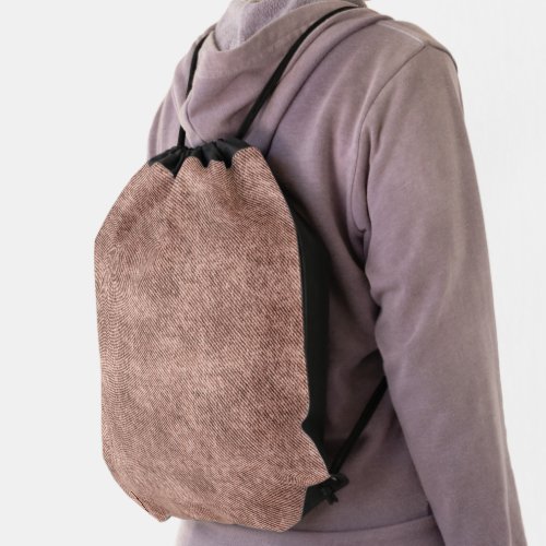 Brownish Denim Pattern Drawstring Bag