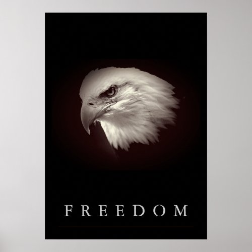 Brownish Freedom American Eagle Face Patriotic Poster