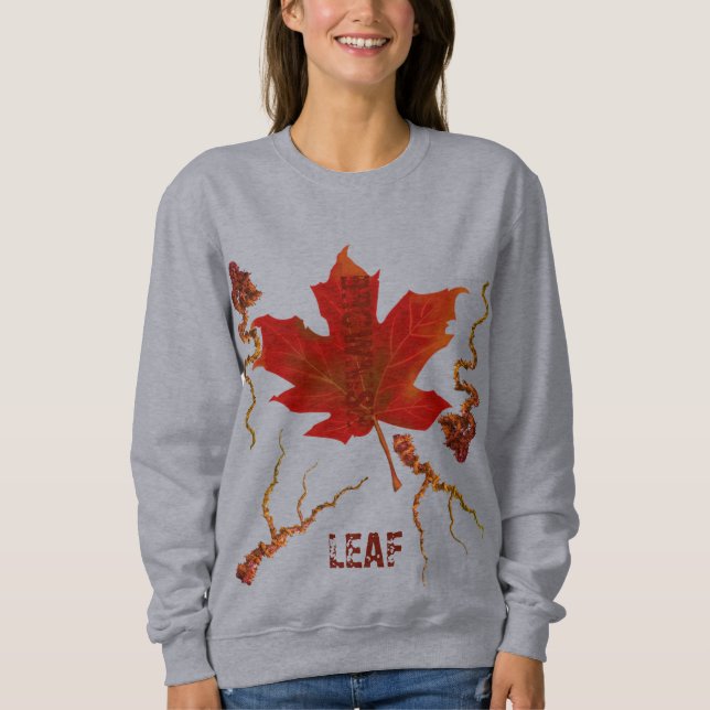 Brownish Green Leaf Nature Art Women Basic  Sweatshirt (Front)