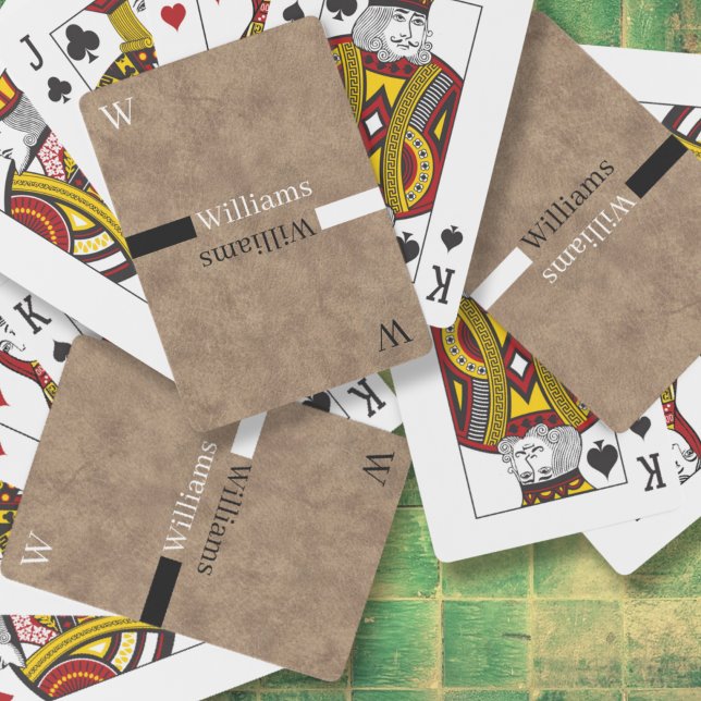 Brownish leather look Family Name Poker Cards (Creator Uploaded)