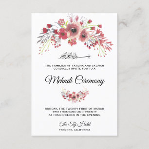 Brownish Pink Floral Islamic Mehndi Ceremony Enclosure Card