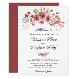 Muslim Wedding Invitations Zazzle Brownish Pink Fl Ic Muslim Wedding Invitation