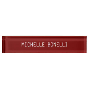 Brownish Red Background Plain Legible Modern Style Name Plate