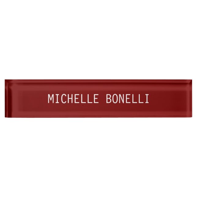 Brownish Red Background Plain Legible Modern Style Name Plate (Front)