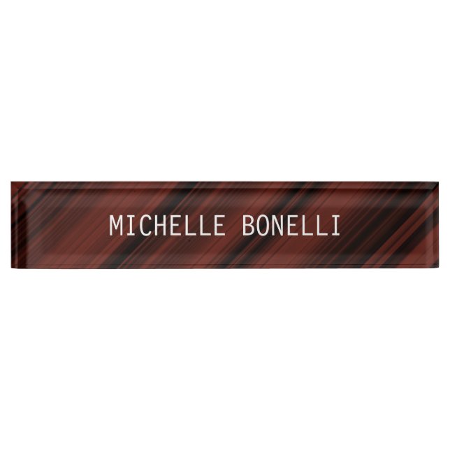 Brownish Red Black Plain Legible Modern Style Desk Name Plate (Front)