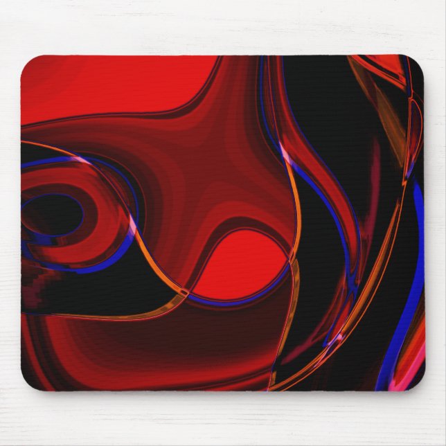 Brownish red curves and spots with blue strokes  t mouse pad (Front)