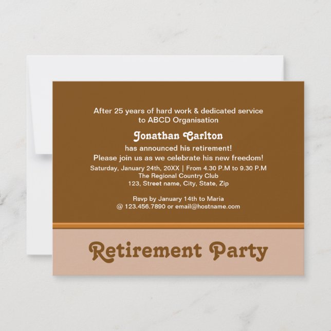 Brownish Retirement Party Invitation (Front)