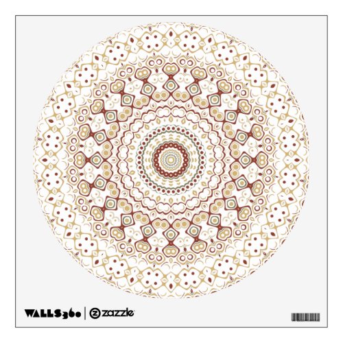 Browns and White Mandala Kaleidoscope Medallion Wall Decal