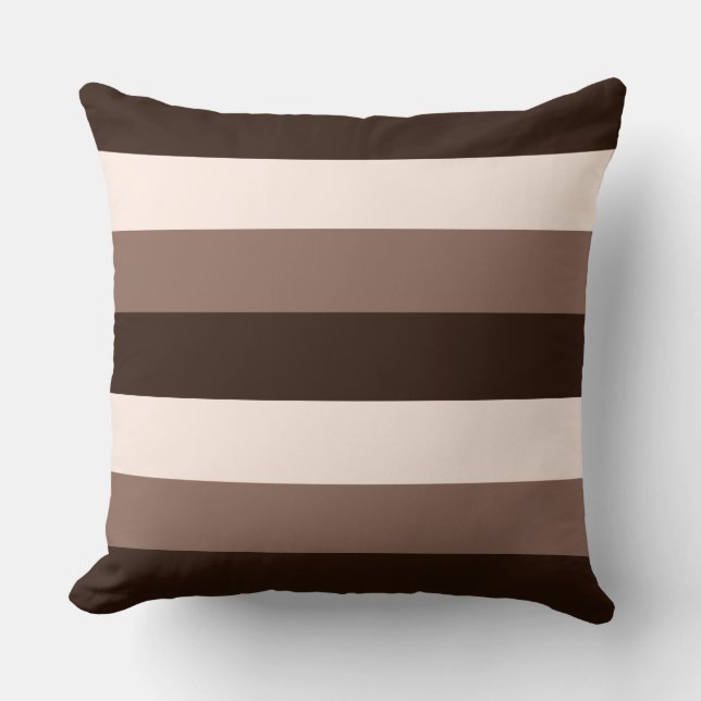 Browns & Cream Horizontal Striped Design Throw Pillow (Front)