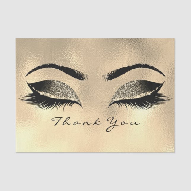 Browns Gold Sepia Glitter Thank You Eyes Lashes Tissue Paper (Front)
