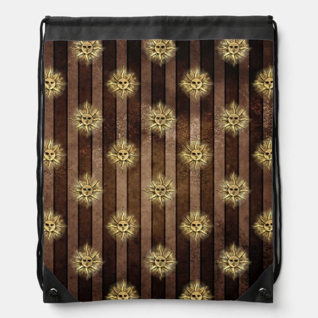 BROWNS STRIPES WITH GOLD GOTHIC SUNS DRAWSTRING BAG (Front)