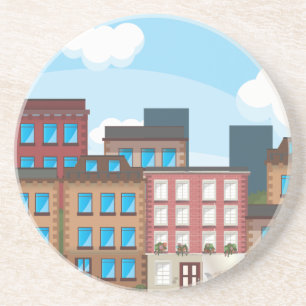 Brownstone Buildings Coaster