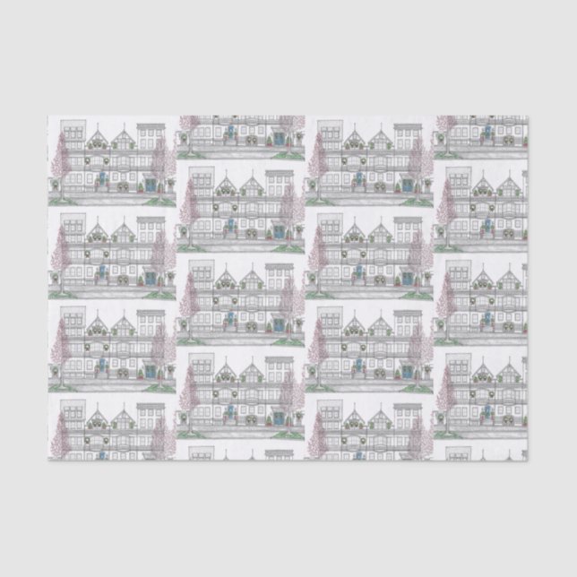 Brownstone City Christmas Tissue Paper (Front)