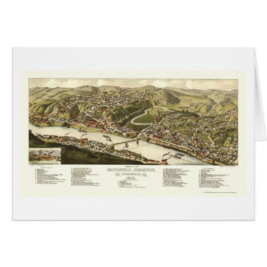 Brownsville, PA Panoramic Map - 1883 Cards (Front Horizontal)