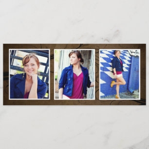 Browntone Triple Photo Graduation Cards