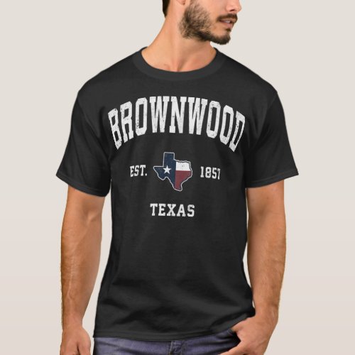 Brownwood Teas TX Vintage State Flag Sports Design T_Shirt