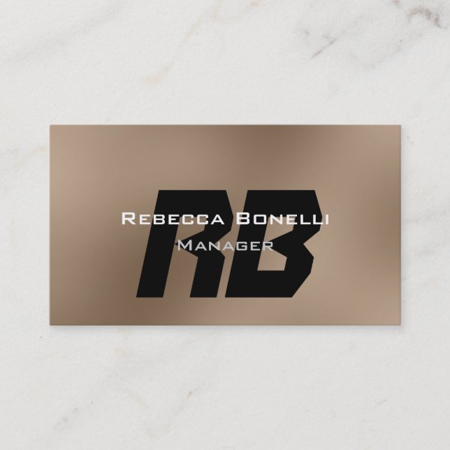 Browny Beige Black Monogram Manager Business Card (Front)