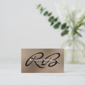 Browny Black White Monogram Manager Business Card (Standing Front)
