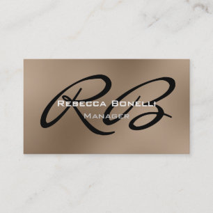 Browny Black White Monogram Manager Business Card