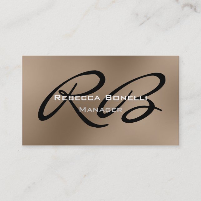 Browny Black White Monogram Manager Business Card (Front)