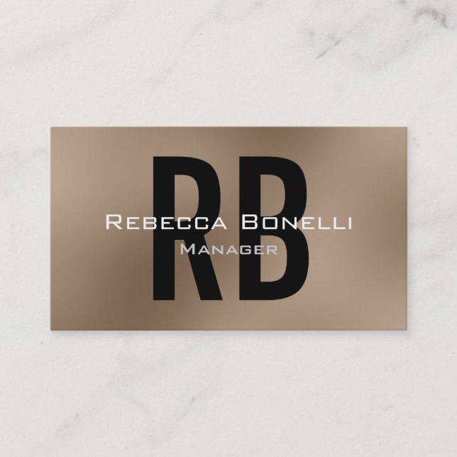 Browny Black White Monogram Manager Business Card (Front)