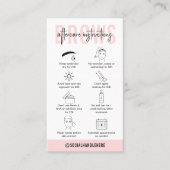Brows Aftercare Instructions Feminine Pink PMU Business Card (Front)